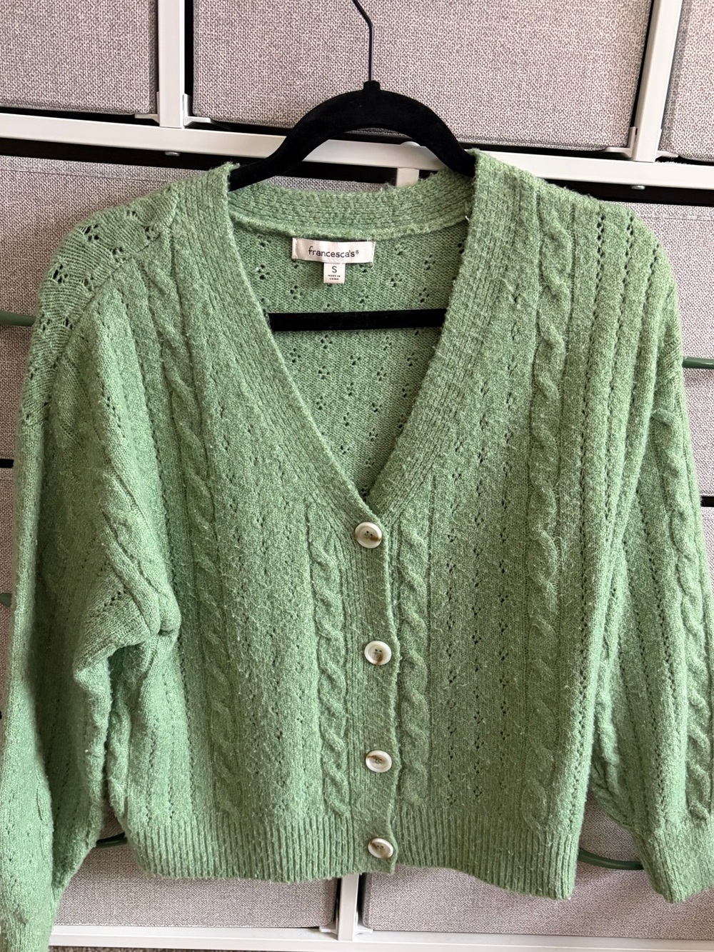 Francesca’s Green Cardigan